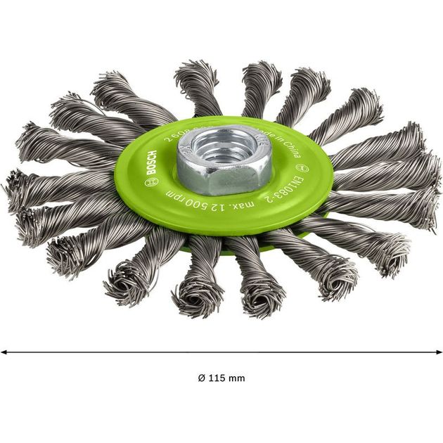 Кольцева щітка 115 мм x 0,5 жгутова з нержавіючої проволоки М14 BOSCH (2608622106), фото , зображення 4 | SNABZHENIE.com.ua Кольцева щітка 115 мм x 0,5 жгутова з нержавіючої проволоки М14 BOSCH (2608622106), фото , зображення 4 | SNABZHENIE.com.ua