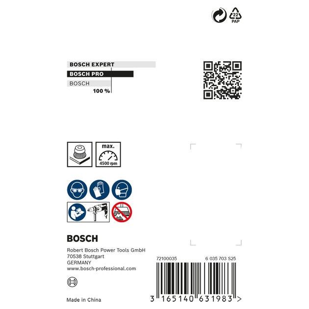 Щітка зачистна, хвилястий дріт, нержавіюча сталь, 60x0,3 мм BOSCH, фото , изображение 3 | SNABZHENIE.com.ua