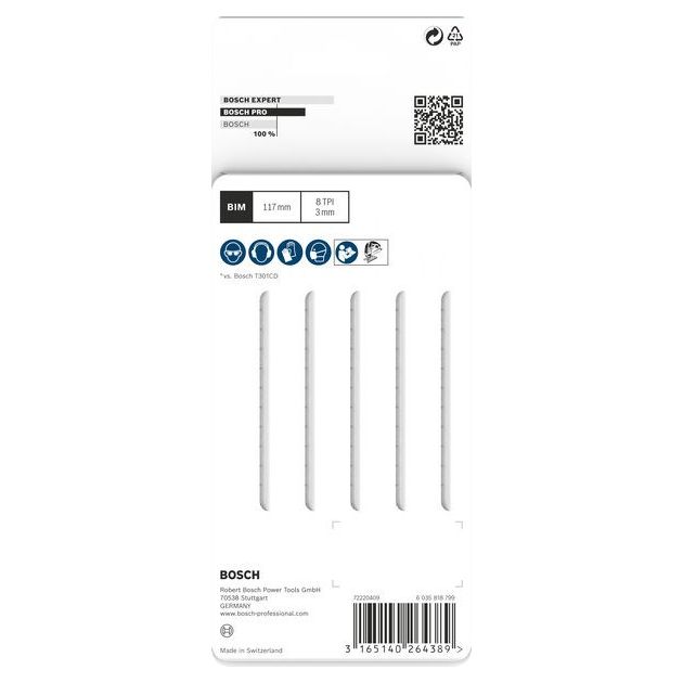 Пилка T 301 CDF Clean для лобзика по дереву 5 шт, BOSCH, фото , изображение 3 | SNABZHENIE.com.ua Пилка T 301 CDF Clean для лобзика по дереву 5 шт, BOSCH, фото , изображение 3 | SNABZHENIE.com.ua