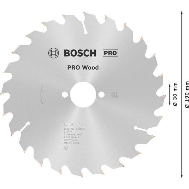 Пильний диск 190 x 30 мм, Z 24 для всіх видів деревини Optiline Wood BOSCH (2608640615), фото , зображення 4 | SNABZHENIE.com.ua Пильний диск 190 x 30 мм, Z 24 для всіх видів деревини Optiline Wood BOSCH (2608640615), фото , зображення 4 | SNABZHENIE.com.ua