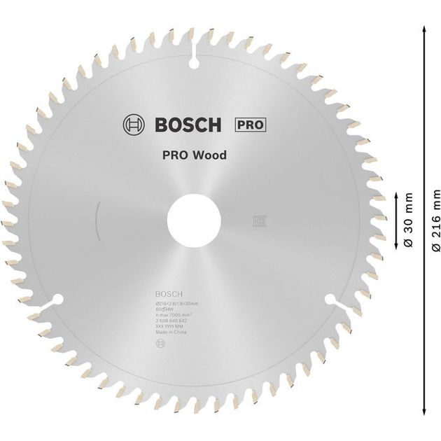 Пильный диск BOSCH Optiline Wood 216x30x2,8 мм, 60 зубьев, фото , изображение 4 | SNABZHENIE.com.ua