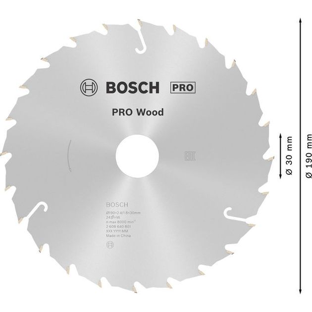 Пильний диск 190 x 30 мм, Z 24 для пропилів в усіх породах деревини Speedline Wood BOSCH (2608640801), фото , зображення 4 | SNABZHENIE.com.ua Пильний диск 190 x 30 мм, Z 24 для пропилів в усіх породах деревини Speedline Wood BOSCH (2608640801), фото , зображення 4 | SNABZHENIE.com.ua