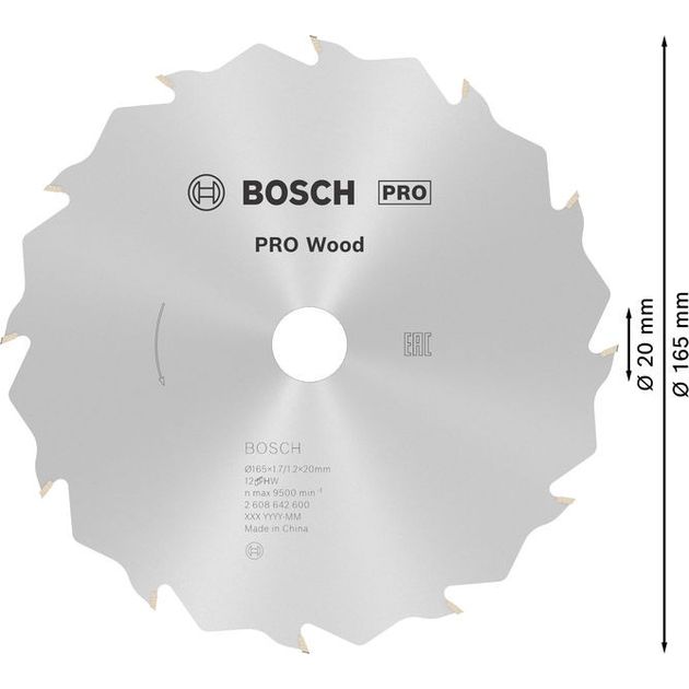 Пильний диск «Speedline Wood» 165 x 20/16 x 1,7 мм, 12 BOSCH, фото , зображення 4 | SNABZHENIE.com.ua