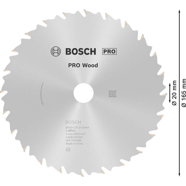 Пильний диск «Speedline Wood» 165 x 20/16 x 1,7 мм, 24 BOSCH, фото , зображення 4 | SNABZHENIE.com.ua