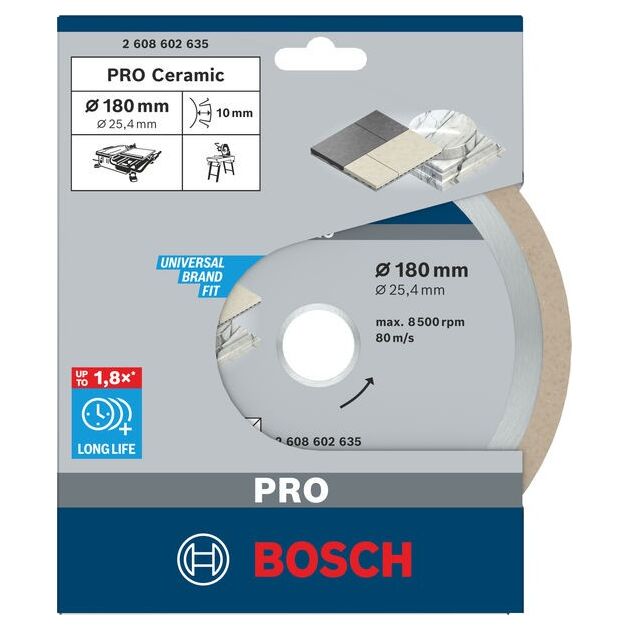 Алмазный диск BOSCH Best for Ceramic 180x25,4x2,2 мм, фото , изображение 2 | SNABZHENIE.com.ua