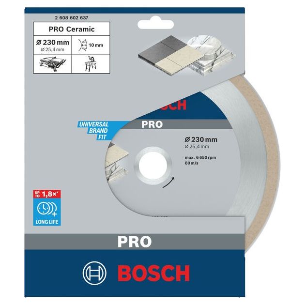 Алмазный отрезной круг 230 x 25,4 мм для керамики BOSCH, фото , изображение 2 | SNABZHENIE.com.ua