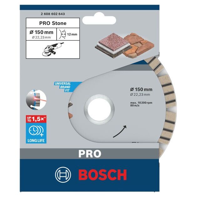 Алмазный отрезной диск Bosch 150 мм для камня, фото , изображение 2 | SNABZHENIE.com.ua