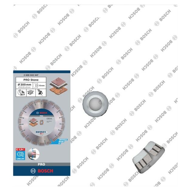 Алмазный отрезной диск Bosch 300 x 20 мм для камня, фото , изображение 2 | SNABZHENIE.com.ua