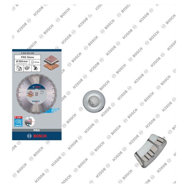 Алмазный отрезной диск Bosch 350 x 20,00+25,40 x 3,2 мм для камня, фото , изображение 2 | SNABZHENIE.com.ua