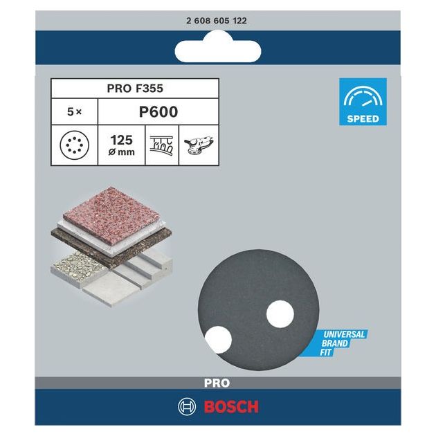 5 шлифлистов F355 BOSCH 125 мм, 8 отв., K600, для покрытий и композитов, фото , изображение 2 | SNABZHENIE.com.ua 5 шлифлистов F355 BOSCH 125 мм, 8 отв., K600, для покрытий и композитов, фото , изображение 2 | SNABZHENIE.com.ua