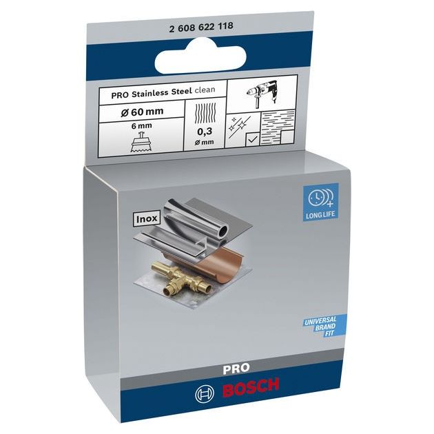 Щітка зачистна, хвилястий дріт, нержавіюча сталь, 60x0,3 мм BOSCH, фото , изображение 2 | SNABZHENIE.com.ua