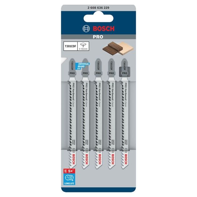 Пилка T 301 CDF Clean для лобзика по дереву 5 шт, BOSCH, фото , изображение 2 | SNABZHENIE.com.ua Пилка T 301 CDF Clean для лобзика по дереву 5 шт, BOSCH, фото , изображение 2 | SNABZHENIE.com.ua