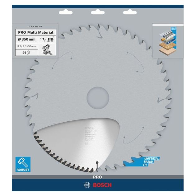 Пильний диск 350 x 30 мм, Z 96 для обробки металу, алюмінію, дерева Multi Material BOSCH (2608640770), фото , зображення 2 | SNABZHENIE.com.ua Пильний диск 350 x 30 мм, Z 96 для обробки металу, алюмінію, дерева Multi Material BOSCH (2608640770), фото , зображення 2 | SNABZHENIE.com.ua