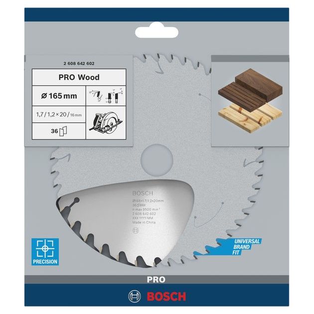 Пильний диск «Optiline Wood» 165 x 20/16 x 1,7 мм, 36 BOSCH, фото , зображення 2 | SNABZHENIE.com.ua
