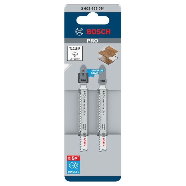 Полотно для лобзиків PRO Laminate clean T101BIF, 83 мм, 2 шт. BOSCH, фото , зображення 2 | SNABZHENIE.com.ua Полотно для лобзиків PRO Laminate clean T101BIF, 83 мм, 2 шт. BOSCH, фото , зображення 2 | SNABZHENIE.com.ua