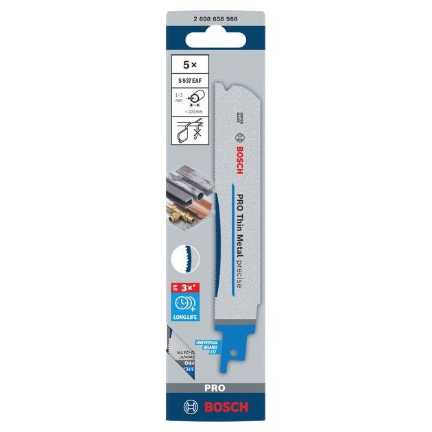Полотно PRO Thin Metal precise S937EAF, 1,1 x 25 x 150 мм, 5 шт. BOSCH, фото , зображення 2 | SNABZHENIE.com.ua Полотно PRO Thin Metal precise S937EAF, 1,1 x 25 x 150 мм, 5 шт. BOSCH, фото , зображення 2 | SNABZHENIE.com.ua