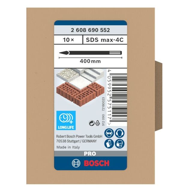 Набір списоподібних зубил PRO SDS max-4C, 400 мм BOSCH, фото , зображення 3 | SNABZHENIE.com.ua