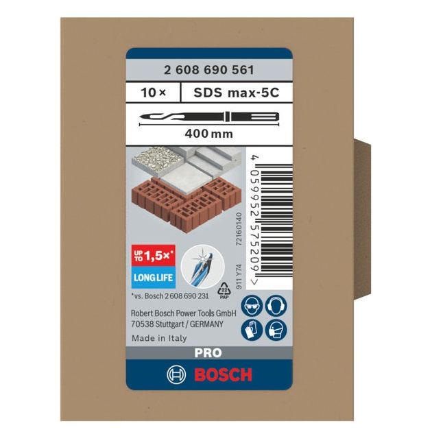 Набір списоподібних зубил PRO SDS max-5C, 400 мм BOSCH, фото , зображення 3 | SNABZHENIE.com.ua