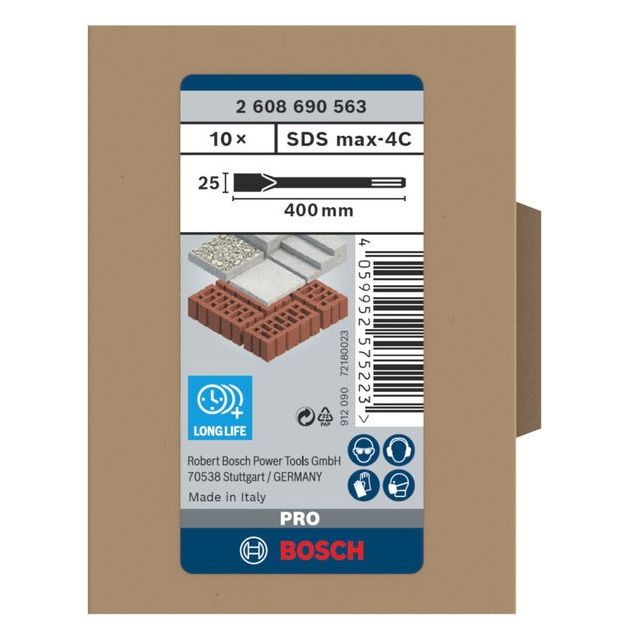 Набор плоских зубил PRO SDS max-4C, 25 x 400 мм BOSCH, фото , изображение 3 | SNABZHENIE.com.ua