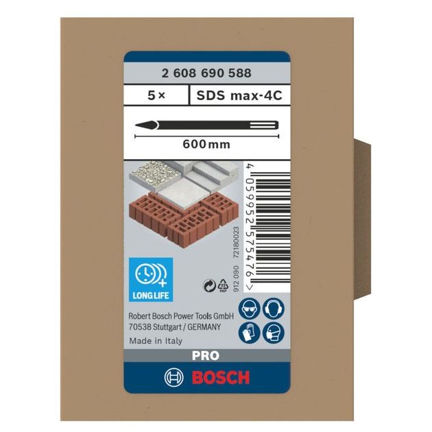 Набор зубил PRO SDS max-4C, 600 мм BOSCH, фото , изображение 3 | SNABZHENIE.com.ua