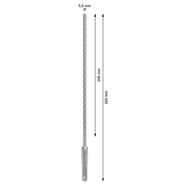 Бур по бетону 5.5 x 200 x 260 мм, SDS Plus 5X BOSCH (2608836609), фото , зображення 3 | SNABZHENIE.com.ua
