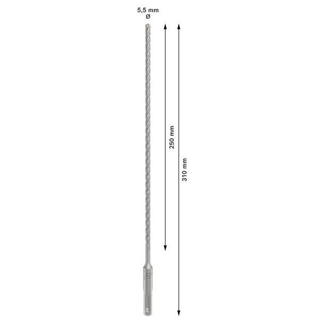 Бур по бетону SDS Plus 5X BOSCH 5.5x250x310 мм (2608836610), фото , изображение 3 | SNABZHENIE.com.ua Бур по бетону SDS Plus 5X BOSCH 5.5x250x310 мм (2608836610), фото , изображение 3 | SNABZHENIE.com.ua