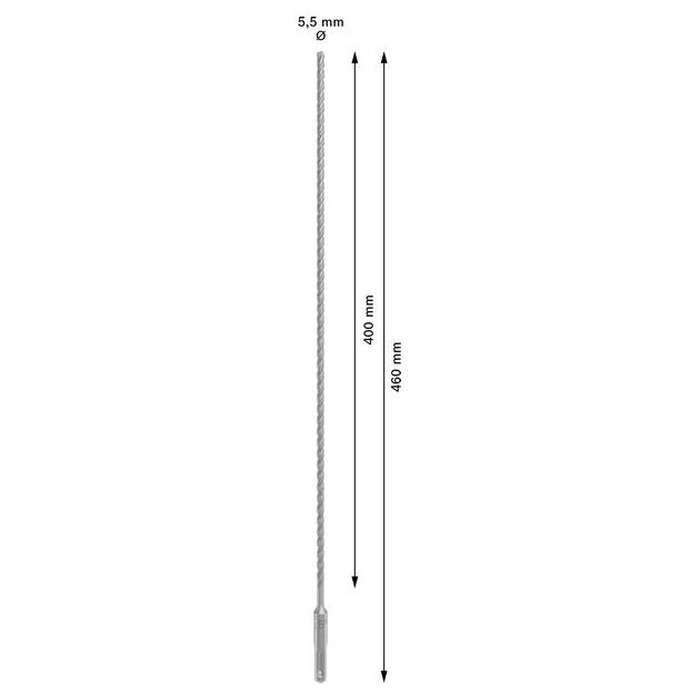 Бур по бетону 5.5 x 400 x 460 мм, SDS Plus 5X BOSCH (2608836611), фото , зображення 3 | SNABZHENIE.com.ua