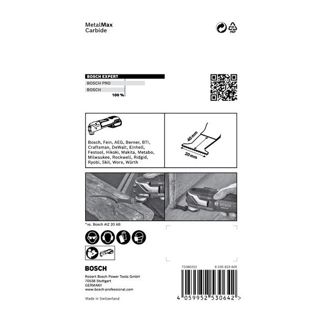 Полотно для машин EXPERT MetalMax AIZ 20 AIT, 40x20 мм BOSCH, фото , изображение 3 | SNABZHENIE.com.ua