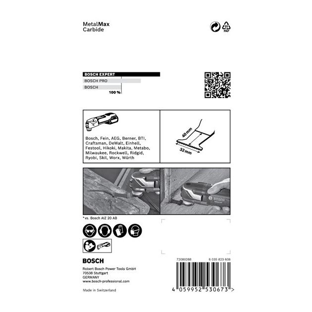 Полотно для багатофункціональних машин EXPERT MetalMax AIZ 32 AIT, 40 x 32 мм, 5 шт. BOSCH, фото , зображення 3 | SNABZHENIE.com.ua