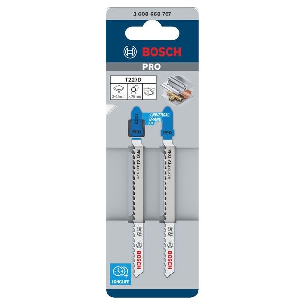 Полотно для лобзиков BOSCH PRO Alu curve T227D, 100 мм, 2 шт., фото , изображение 2 | SNABZHENIE.com.ua