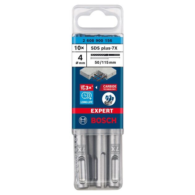 Ударное сверло BOSCH EXPERT SDS plus-7X, 4x50x115 мм, 10 шт., фото , изображение 2 | SNABZHENIE.com.ua
