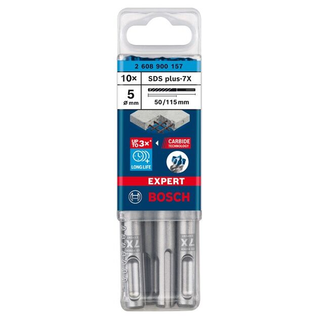 Ударное сверло BOSCH EXPERT SDS plus-7X, 5x50x115 мм, 10 шт., фото , изображение 2 | SNABZHENIE.com.ua