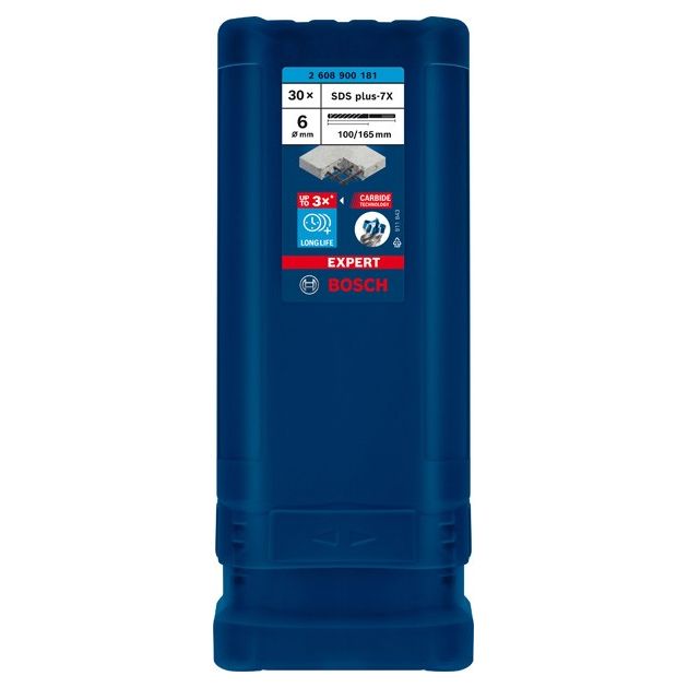 Ударное сверло BOSCH EXPERT SDS plus-7X, 6 x 100 x 165 мм, 30 шт., фото , изображение 2 | SNABZHENIE.com.ua