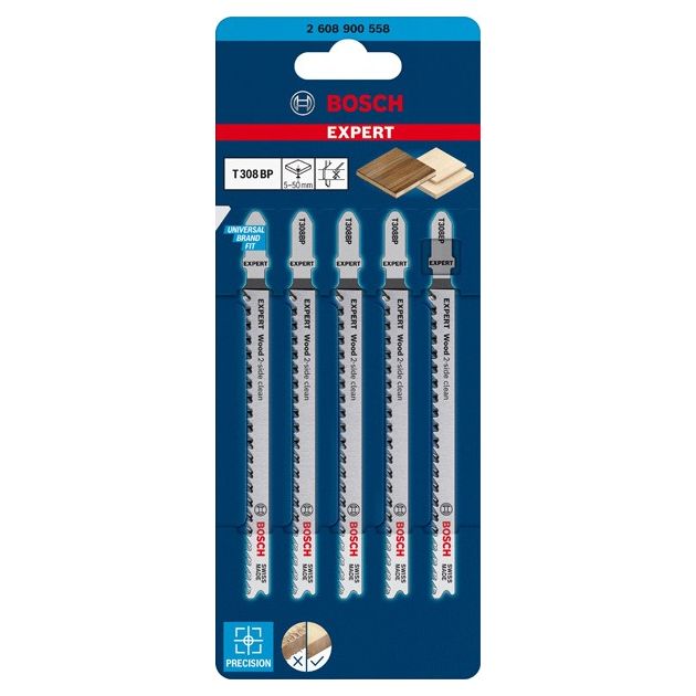 Полотна для лобзиков BOSCH EXPERT 'Wood 2-side clean' T 308 BP, 5 шт., фото , изображение 2 | SNABZHENIE.com.ua Полотна для лобзиков BOSCH EXPERT 'Wood 2-side clean' T 308 BP, 5 шт., фото , изображение 2 | SNABZHENIE.com.ua