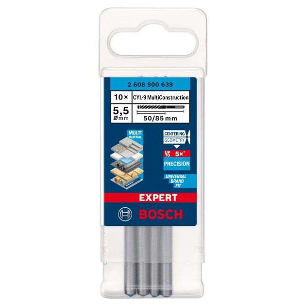 Сверло EXPERT CYL-9 MultiConstruction, 5,5 x 50 мм, 10 шт. BOSCH, фото , изображение 2 | SNABZHENIE.com.ua Сверло EXPERT CYL-9 MultiConstruction, 5,5 x 50 мм, 10 шт. BOSCH, фото , изображение 2 | SNABZHENIE.com.ua
