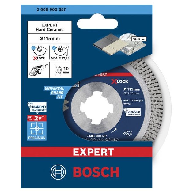 Алмазний відрізний круг EXPERT HardCeramic X-LOCK, 115 x 22,23 x 1,4 x 10 мм BOSCH, фото , зображення 2 | SNABZHENIE.com.ua Алмазний відрізний круг EXPERT HardCeramic X-LOCK, 115 x 22,23 x 1,4 x 10 мм BOSCH, фото , зображення 2 | SNABZHENIE.com.ua