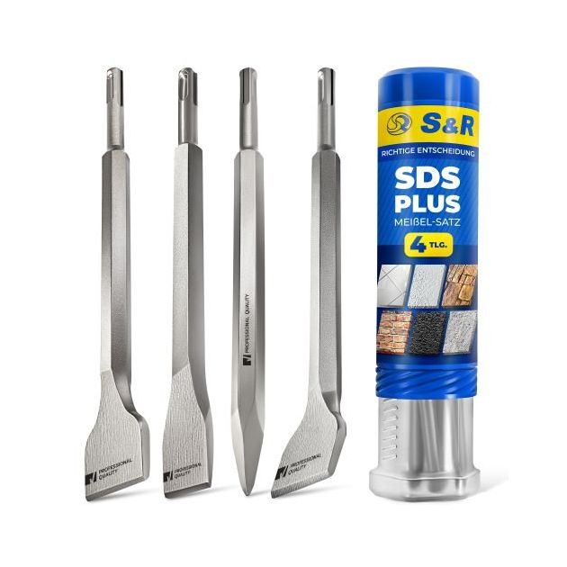 Набор зубил S&R Meister SDS-plus, 4 шт, фото  | SNABZHENIE.com.ua