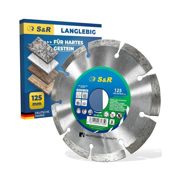 Алмазный диск S&R Meister 125x2,2x22,2 для камня, сегментный, фото  | SNABZHENIE.com.ua