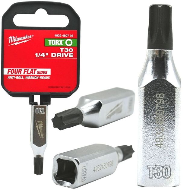 Головка торцевая хромированная ¼” MILWAUKEE с битой Torx T30, фото  | SNABZHENIE.com.ua