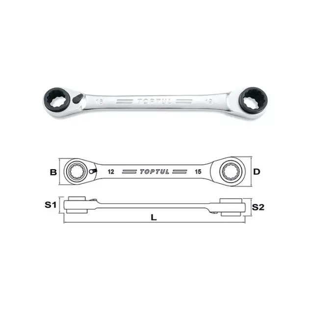 Ключ накидний з подвійною трещоткою 72 зубця Pro-Series 12x15-14x13мм TOPTUL ABAD1215, фото , зображення 2 | SNABZHENIE.com.ua Ключ накидний з подвійною трещоткою 72 зубця Pro-Series 12x15-14x13мм TOPTUL ABAD1215, фото , зображення 2 | SNABZHENIE.com.ua