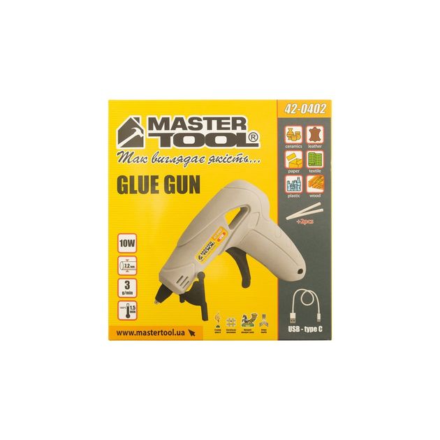 Клеевой пистолет аккумуляторный MASTERTOOL 7.2 мм, 3.7V, 2200 mAh, фото , изображение 8 | SNABZHENIE.com.ua
