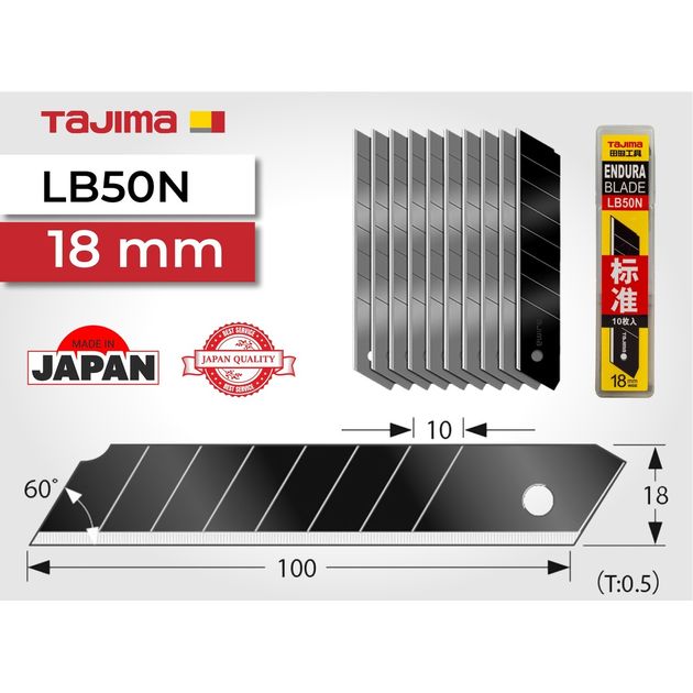 Лезвия для ножа 18 мм TAJIMA LB50N (Япония) 10 шт. сегментные, фото , изображение 3 | SNABZHENIE.com.ua Лезвия для ножа 18 мм TAJIMA LB50N (Япония) 10 шт. сегментные, фото , изображение 3 | SNABZHENIE.com.ua