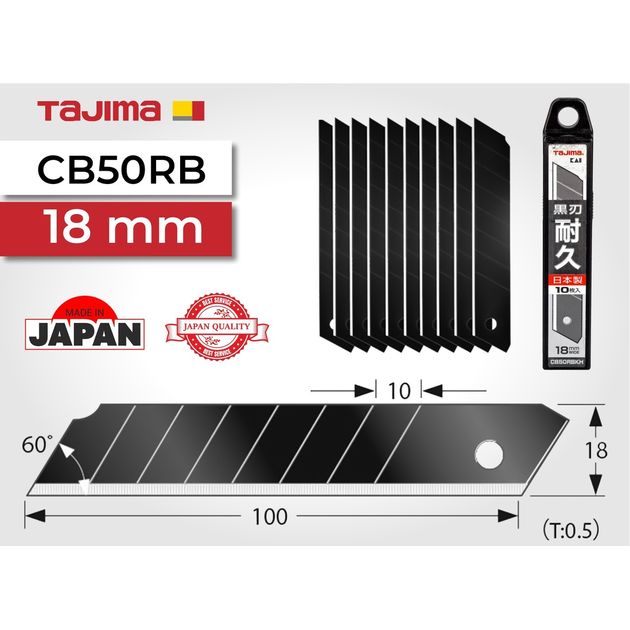 Лезвия TAJIMA 18 мм черные сегментные (10 шт) для ножа CB50RBKH, фото , изображение 3 | SNABZHENIE.com.ua Лезвия TAJIMA 18 мм черные сегментные (10 шт) для ножа CB50RBKH, фото , изображение 3 | SNABZHENIE.com.ua