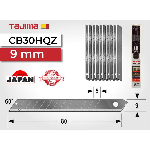 Лезвия 9 мм TAJIMA LB30HQZ-YC ультра острые, 10 шт, фото  | SNABZHENIE.com.ua