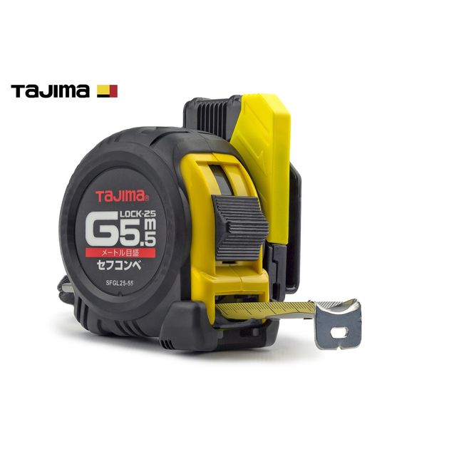 Рулетка строительная TAJIMA G LOCK 5,5м х 25мм, ударопрочная, с держателем, фото , изображение 3 | SNABZHENIE.com.ua