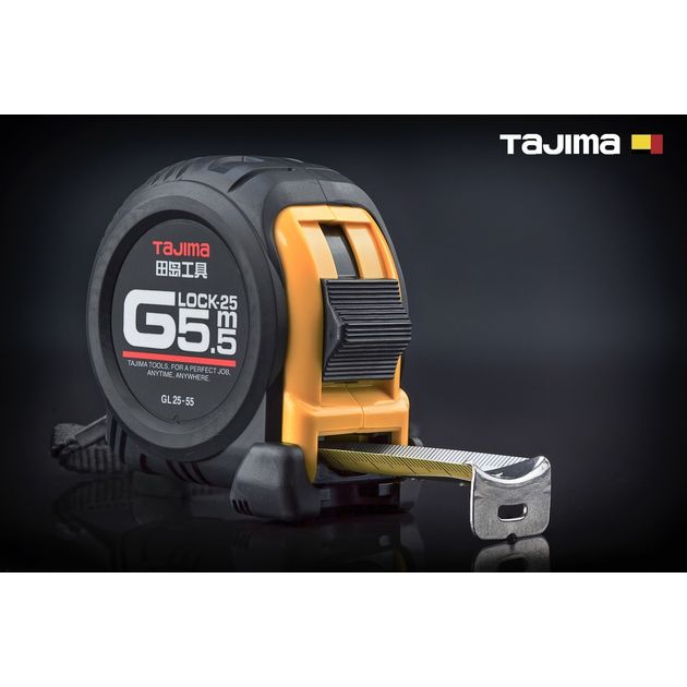 Рулетка TAJIMA G LOCK GL25-55, 5,5м х 25мм, ударопрочная, фото  | SNABZHENIE.com.ua