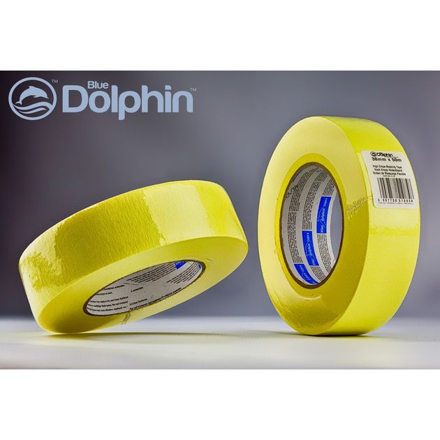 Малярная лента Blue Dolphin HIGH CREPE 38 мм х 50 м эластичная, фото  | SNABZHENIE.com.ua