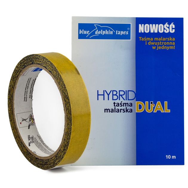 Двухсторонний малярный скотч Blue Dolphin HYBRID DUAL 19 мм х 10 м, фото  | SNABZHENIE.com.ua