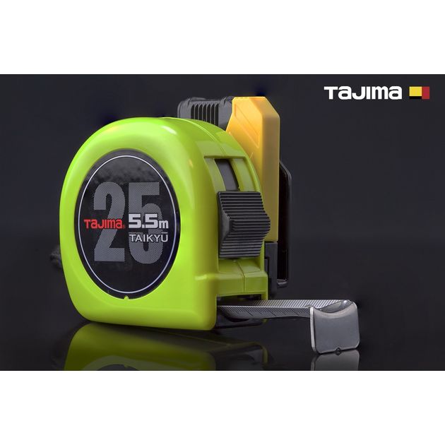Рулетка TAJIMA 5,5м х 25мм водостойкая с держателем на пояс, фото  | SNABZHENIE.com.ua