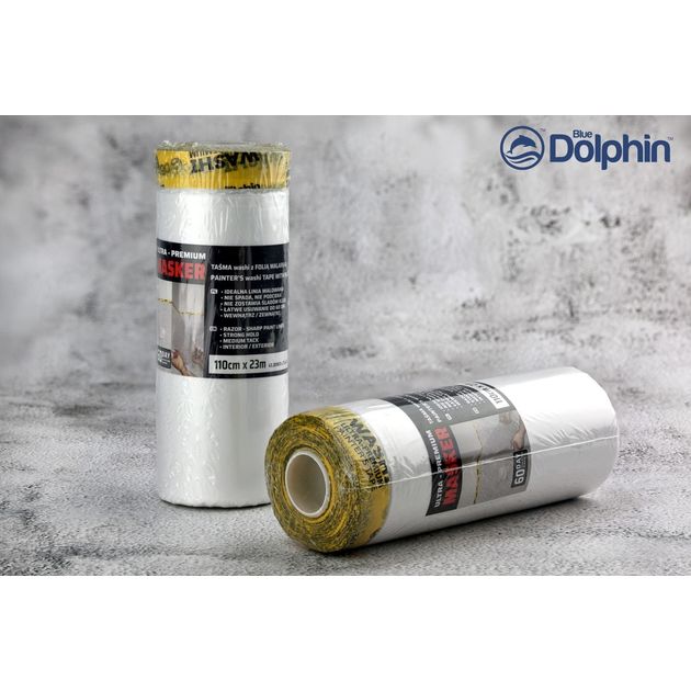 Малярная лента с пленкой 110см x 23м Blue Dolphin Ultra Premium, фото  | SNABZHENIE.com.ua